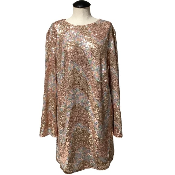 H&M Rose Gold Sequin Dress - Size XL - Picture 3 of 12